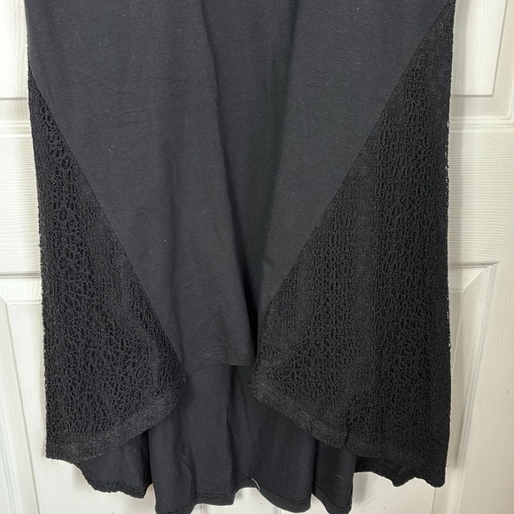 H by HALSTON black short sleeve maxi dress lace panels size XL cotton viscose - Picture 5 of 12